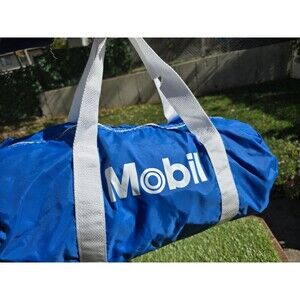 Vintage Mobil PETROLEUM Nylon 18" DUFFLE GYM BAG Chemical Gas Advertising NOS*